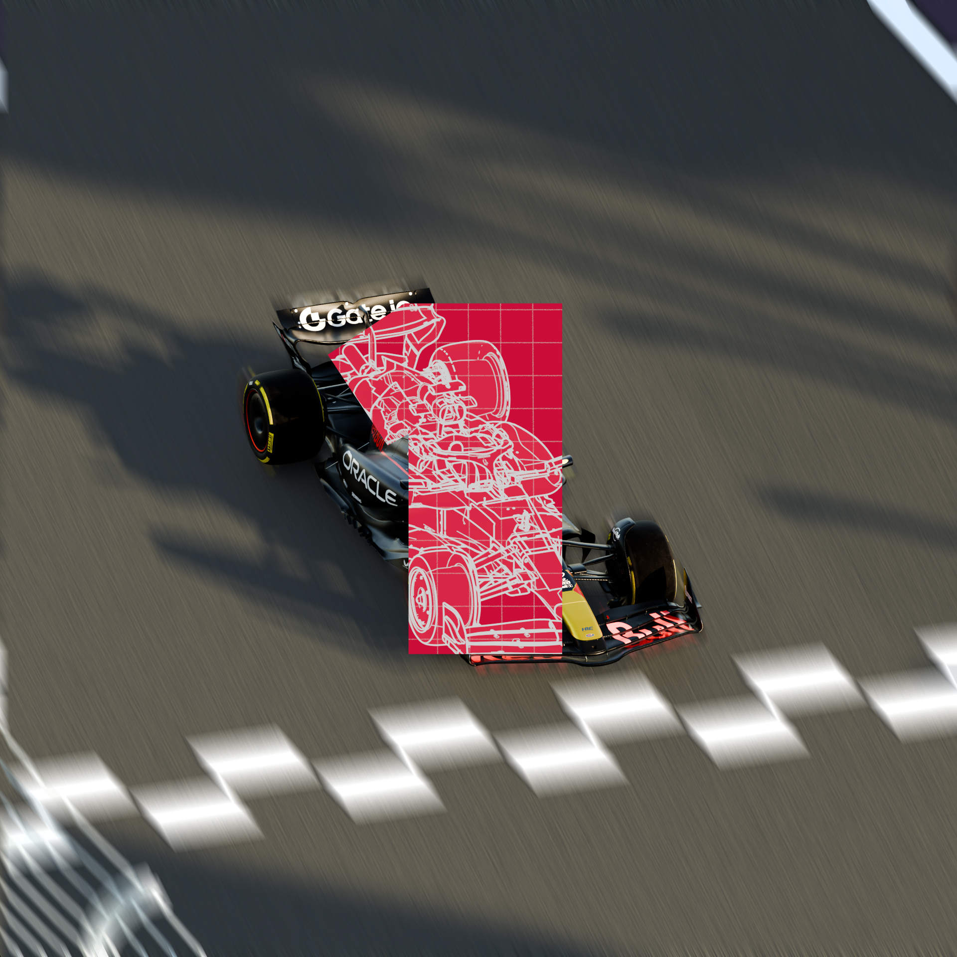 Red Bull Racing F1 car crossing the finish line